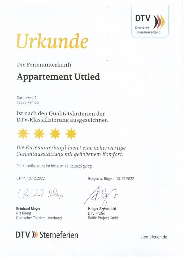 Appartement Uttied Mit Terrasse Und Garten - 4 Sterne Dtv Rambin Dış mekan fotoğraf